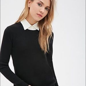 collared shirt under sweatshirt women's